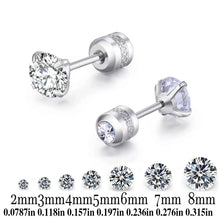 Load image into Gallery viewer, TOP 4 Color Titanium Steel Stud Earrings for Men Women CZ Zircon Screw Silver Black Rose Golden Earring Best Gift Jewelry