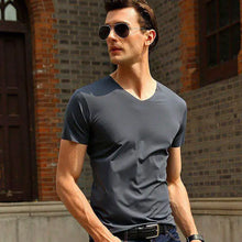 Load image into Gallery viewer, Men&#39;s Ice Silk V-Neck Tee: Summer Cool, Quick Dry, Breathable - Short Sleeve Top