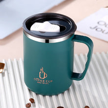 Load image into Gallery viewer, 500ml/17oz 304 Stainless Steel Water Bottle Double Layers Coffee Mug Milk Cup With Plastic Lid And Handle