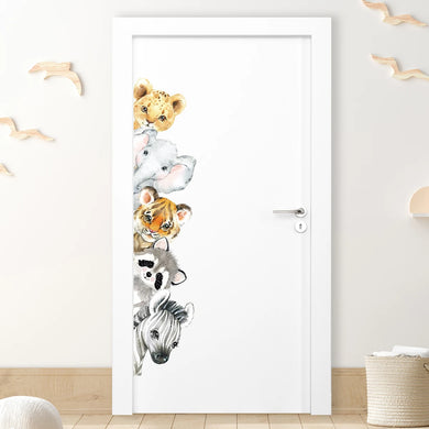 Cartoon Watercolor Animal Door & Wall Stickers for Kids Room Bedroom Decor