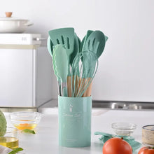 Load image into Gallery viewer, 12Pcs Silicone Utensils Set Non-Stick Cookware Spatula Shovel Egg Beaters Wooden Handle Kitchenware Home Kitchen Cooking Tools