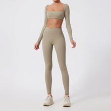 Load image into Gallery viewer, Ctenkevet Long-Sleeved Sports Fitness Set Women Outdoors Running Activewear Female Yoga Clothes Crop Top Sport Outfit For Woman