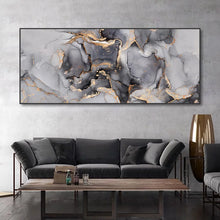 Load image into Gallery viewer, Large Abstract Black Gold Canvas Painting Marble Texture Wall Art Modern Decor