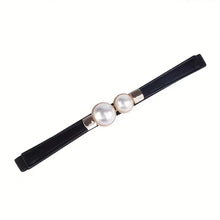 Load image into Gallery viewer, Elegant Double Pearls Buckle Elastic Women Belts Thin Straps Lady Girl Dress Skirt Decor Waistbands Trouser Decoration GM113