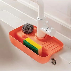 Silicone Sink Drain Rack Faucet Splash Proof Sponge Holder Storage Box