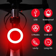 Load image into Gallery viewer, USB Rechargeable Bicycle Taillight LED Bike Rear Light Multi Modes Flashing MTB Safety