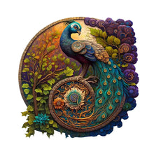 Load image into Gallery viewer, Round Peacock Wooden Jigsaw Puzzle Irregular Animal Shaped Wooden Puzzle Adult Puzzle Toys Festival Gift For Friends and Family