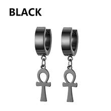Load image into Gallery viewer, 1 Pairs Punk Stainless Steel Stud Earrings Black Earrings Set For Men Women Vintage Hip Hop Piercing Ear Jewelry