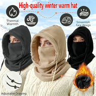 Unisex Winter Balaclava Knit Hood Windproof Bike Scarf Cap Men Women Warm Fleece Ski Mask with Drawstring Cold Weather Gear