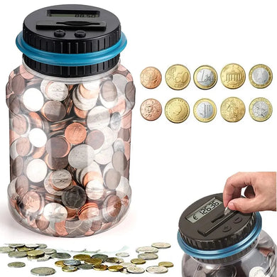 Electronic Piggy Bank with LCD Counter - Coin Money Saving Box Jar for USD/EURO - Gifts for Kids