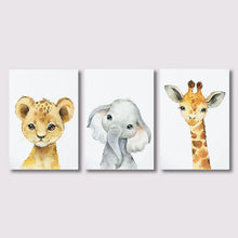 Load image into Gallery viewer, Safari Nursery Decor Set of 3 Poster Jungle Animal Nursery Wall Art Prints Baby Animal Prints Children&#39;s Room Bedroom Decoration