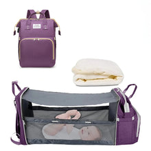Load image into Gallery viewer, 3 In 1 Diaper Bag Backpack Foldable Baby Bed Waterproof Travel Bag with USB Charge Diaper Bag Backpack with Changing Bed 3 types