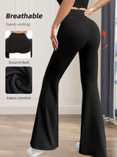 Load image into Gallery viewer, Women's spring and summer high waisted tight fitting flared pants, slim leg long black pants, thin wide leg pants for slim women