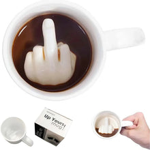 Load image into Gallery viewer, Middle Finger Cup Ceramic Mug Personalized Middle White Funny Coffee Milk Water Tea Cup with Handle for Party April Fool's Day