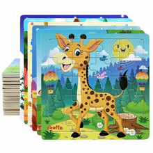 Load image into Gallery viewer, New 20-Piece Wooden 3D Puzzle – Cartoon Animals &amp; Vehicles Montessori Toy for Kids 1-3 Years