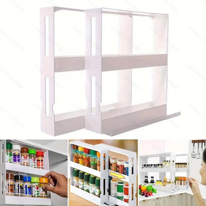 Rotating Spice Rack! 2-Tier, Pull-Out Organizer