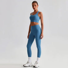 Load image into Gallery viewer, Naked Feel Yoga Set Women Fitness Sportswear 2 Piece Strappy Sports Bra High Waist Gym Leggings Workout Outfit Active Wear