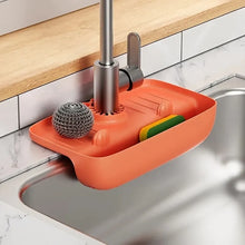 Load image into Gallery viewer, Silicone Sink Drain Rack Faucet Splash Proof Sponge Holder Storage Box