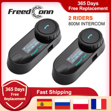 Load image into Gallery viewer, FreedConn Bluetooth Motorcycle Intercom Helmet Headset Wireless Motorbike Head Interphone LCD Screen FM Earphone