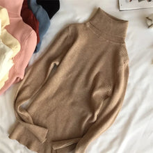 Load image into Gallery viewer, Women Turtleneck Sweater Knitted Soft Pullovers cashmere Jumpers Basic Solid Soft Sweaters Women Autumn Winter Casual Tops