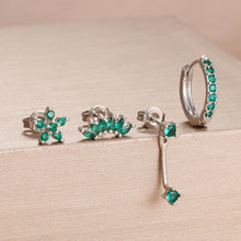 Load image into Gallery viewer, 4PCS Stainless Steel Circle Huggie Hoop Earrings Set for Women Gold Color Unique Zircon Flower Stud Earring Piercing Jewelry