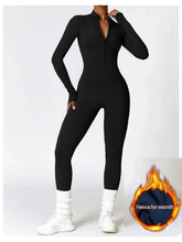 Load image into Gallery viewer, Winter Autumn Women's One-piece Yoga Jumpsuit leggings Long-sleeved Warm ski Overalls Outerwear High Elastic Cycling Bodysuit