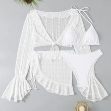Load image into Gallery viewer, 2026 Sexy Four-piece Women Swimsuit Long-sleeve Cover-up Swimwear Summer Solid Bikini Set Brazilian Beachwear Party bathing suit
