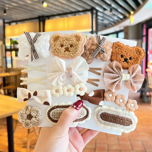 Cute Bear Hair Clips Set: Adorable Accessories for Baby Girls - 9Pcs