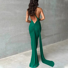Load image into Gallery viewer, Hugcitar One Shoulder Backless Adjustable Scarf Loop Ruched Sexy Maxi Dress Women Elegant Y2K Streetwear Festival Outfit
