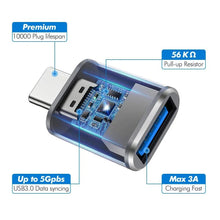 Load image into Gallery viewer, 2PCS USB 3.0 To Type C OTG Charger Adapter Connector Type-C to USB Male To Type-c Adapt Converter for PC MacBook Car USB ipad