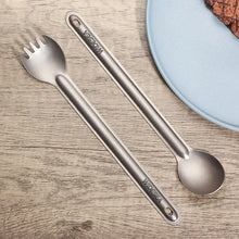 Load image into Gallery viewer, Titanium Camping Spork Spoon Fork - Lightweight Outdoor Tableware Picnic Hiking