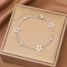 Load image into Gallery viewer, Stainless Steel Crystal Zircon Star Pendant Bracelet for Women - Best Friend Gift