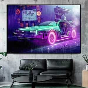 Retro Back To The Future Cool Run Car Poster - Vintage Movie Canvas Wall Art for Home Decor
