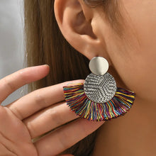 Load image into Gallery viewer, Fashion Bohemian Big Tassel Dangle White Fringe Female Earrings Drop Earrings for Women Statement Wedding Jewelry