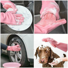 Load image into Gallery viewer, Magic Silicone Dishwashing Gloves - Rubber, Sponge Scrubber, Kitchen Cleaning Tools