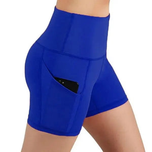 Women's High-Waist Sports Shorts - Slim Fit Yoga Pants - Solid Color Summer Wear