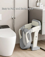 Load image into Gallery viewer, Kids Potty Training Seat With Steps, 3 In 1 Toddler Toilet Ladder Seat, Soft Mat Non-slip Splash Guard Toilet Seat (Grey)