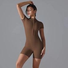 Load image into Gallery viewer, Yoga Set Women's Jumpsuits One-Piece Suit Zipper Short Sleeve Gym Push Up Workout Clothes Fitness Bodysuit Sportswear Tracksuit