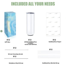 Load image into Gallery viewer, HTVRONT 8 Pack 20 OZ Sublimation Tumbler Blanks Skinny Straight in Bulk, Stainless Steel Insulated Sublimation Tumbler
