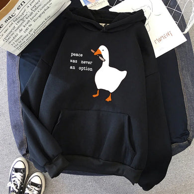 Peace Was Never an Option Goose Hoodie Men's Cute Casual Pullover with Pocket