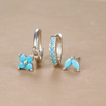Load image into Gallery viewer, 3PCS Trendy Stainless Steel Flower Drop Earring Set For Women Crystal Zirconia Dangle Earring Hypoallerg Piercing Jewelry aretes