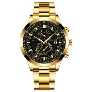 Men's Luxury Stainless Steel Quartz Wristwatch Calendar Luminous Business Casual Watch