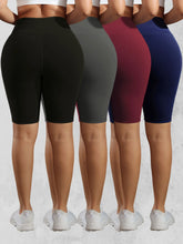 Load image into Gallery viewer, CHRLEISURE Women Solid Yoga Shorts with 3 Pockets High Waist Butt Lifting Workout Tights Gym Elastic Cycling Shorts Activewear