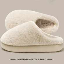 Load image into Gallery viewer, Winter Women's Faux Fur Warm Slippers-Plush Toe-Cover Slip-Resistant Cotton House Shoes,Soft Cozy Indoor Slides with Thick Sole