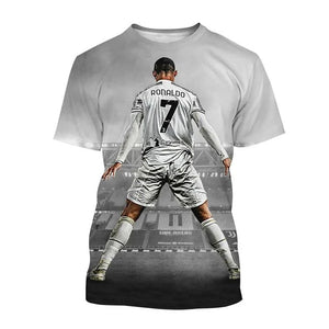 New Summer Ronaldo 3D Print T-Shirt for Boys & Girls – Sports Street Fashion Tee