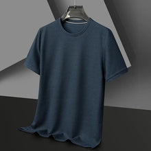 Load image into Gallery viewer, Short sleeved Polo shirShort sleeved Waffle Solid Polot fashion splicing men's round neck top cotton daily short sleeved T-shirt