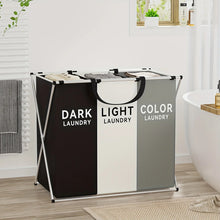 Load image into Gallery viewer, 1 PC Large Laundry Hamper 3 Sections Divided Laundry Basket Foldable Washing Bin Dirty Cloth Storage Bag