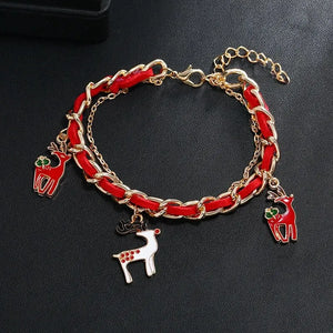 Christmas Alloy Multi-layer Hand Chains Deer Antler Retro Style Women's Jewelry
