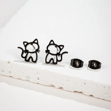 Load image into Gallery viewer, 1 Pair Cute Cat Stainless Steel Stud Earrings for Mens Womens Punk Students Gifts Trend Fashion Small Ear Studs Jewelry