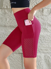Load image into Gallery viewer, Women Sport Yoga Shorts Knee Length Pants Fitness High Waist Hip Lift Running Yoga Side Pockets Tights Quick Dry Gym Sportswear